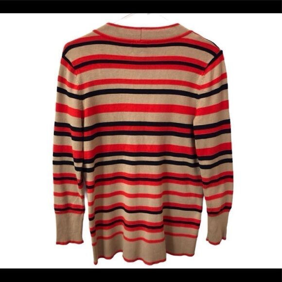 Cache V Neck Stripe Button Up Cardigan Sweater - Picture 5 of 12